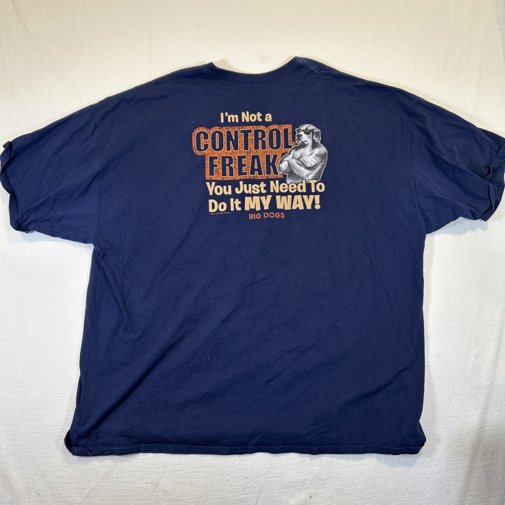 Big Dogs Men 5XL Authentic Blue Shirt Control Freak 100% Cotton Graphic Tee Y2K - Picture 2 of 11